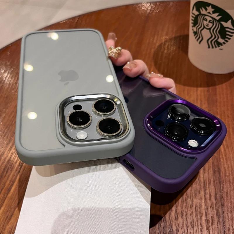 Роскошный Прозрачный Ударопрочный Чехол Для iPhone 15 14 13 12 Mini 17 Pro XS Max XR X 7 8 Plus Мягкий Бампер Металлическая Защитная Крышка для Камеры