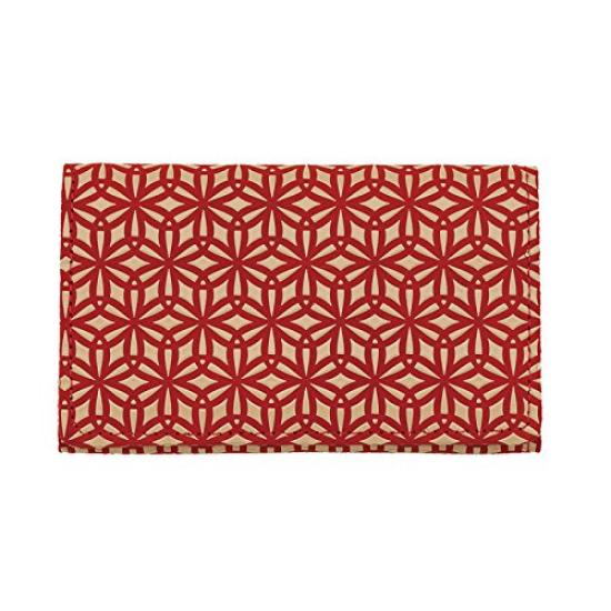 Inden Indenya Yushichi Uehara Indenya Genuine Leather Business Card Holder Model Number 2501 Red Background X White Lacquer Hemp Leaf Pattern Genuine
