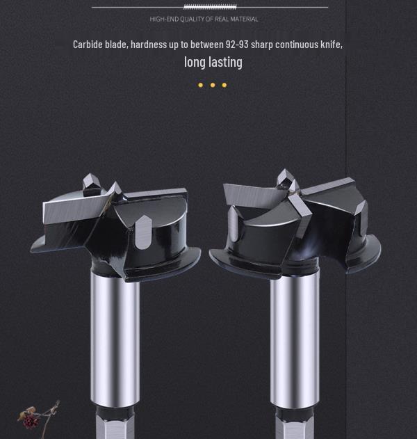 35mm Depth-Stop Hinge Hole Saw with Three-Flute Drill Bit for Woodworking and Cabinet Doors