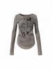 Женская винтажная футболка с длинным рукавом в готическом темном стиле с принтом заклепок