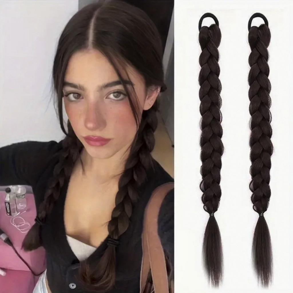 Длинный плетеный хвост с эластичными завязками для волос, синтетические наращивание волос для ежедневного использования, аксессуары для волос для вечеринок