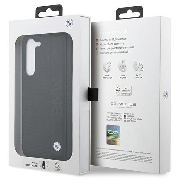 Чехол для Bmw Bmhcs23M22Rdpk S23+ S916 — черная кожа с текстурой и полосками