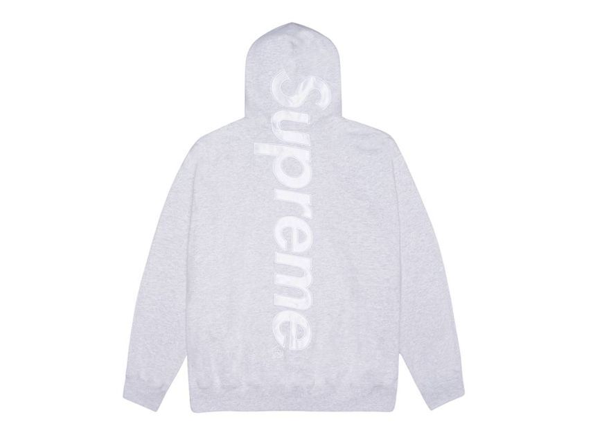Supreme Худи с капюшоном и атласной аппликацией, пепельно-серый