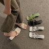 High-heeled Niche Slippers Women's Shoes Summer New Versatile Outer Wear Square Toe Sandals