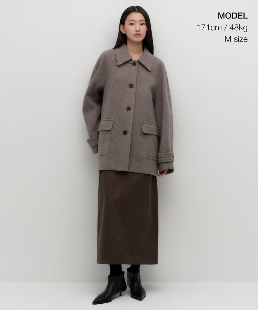 MUSINSA STANDARD WOMAN Women'S Cashmere Blend Half Balmacaan Coat [Taupe]
