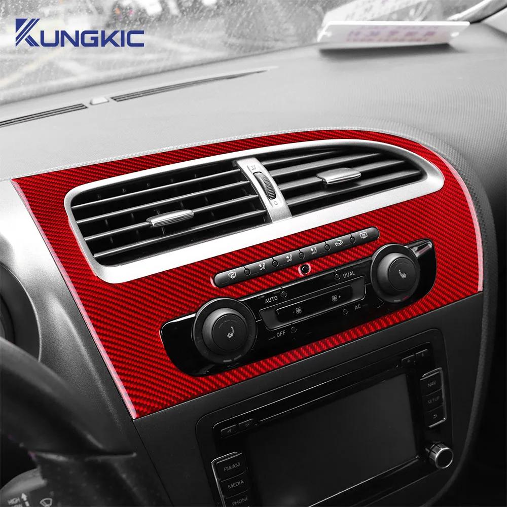 Carbon Fiber Dashboard Panel Sticker for Seat Leon 2005-2012 LHD RHD Air Conditioning Vent Trim