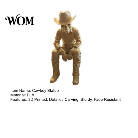 Retro Wilderness Figurine 3D Printed Western Cowboy Skeleton Figurine, Sitting Statue Edge Resin Sitter, West Style Desktop Shelf Decor for