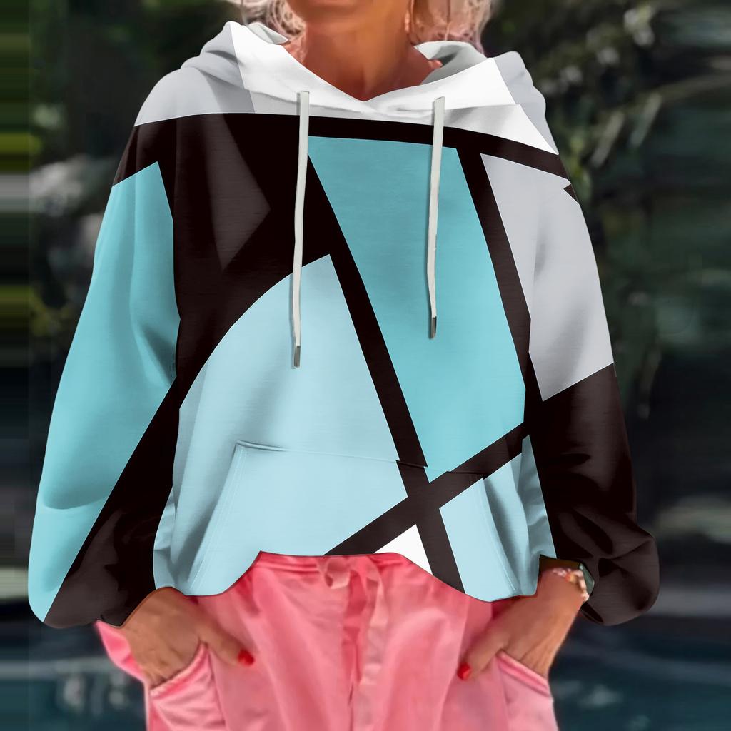 Женский худи свободного кроя с цветочным принтом и длинными рукавами