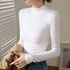 Женская футболка с воротником-стойкой на резьбе, с длинным рукавом, осенне-зимнего сезона, нового стиля, облегающая и сексуальная, облегающая фигуру, плотная базовая футболка