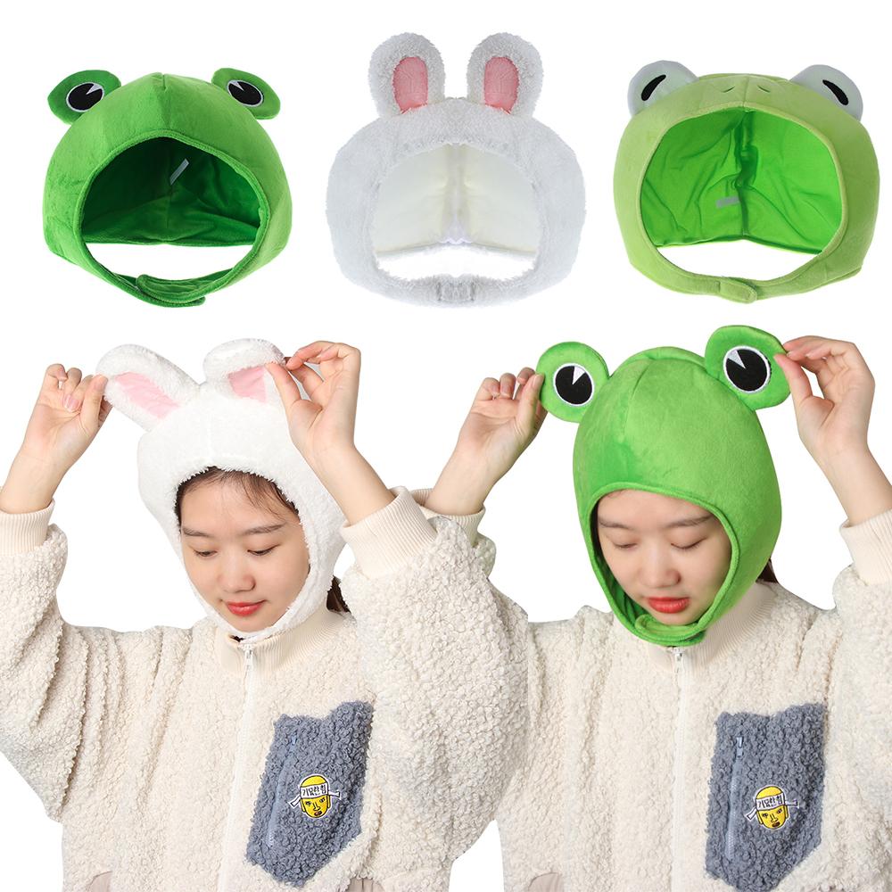Green Headgear Winter Autumn Hats Female Beanie Caps Bunny Ears Big Frog Eyes Hat Plush Hat Rabbit