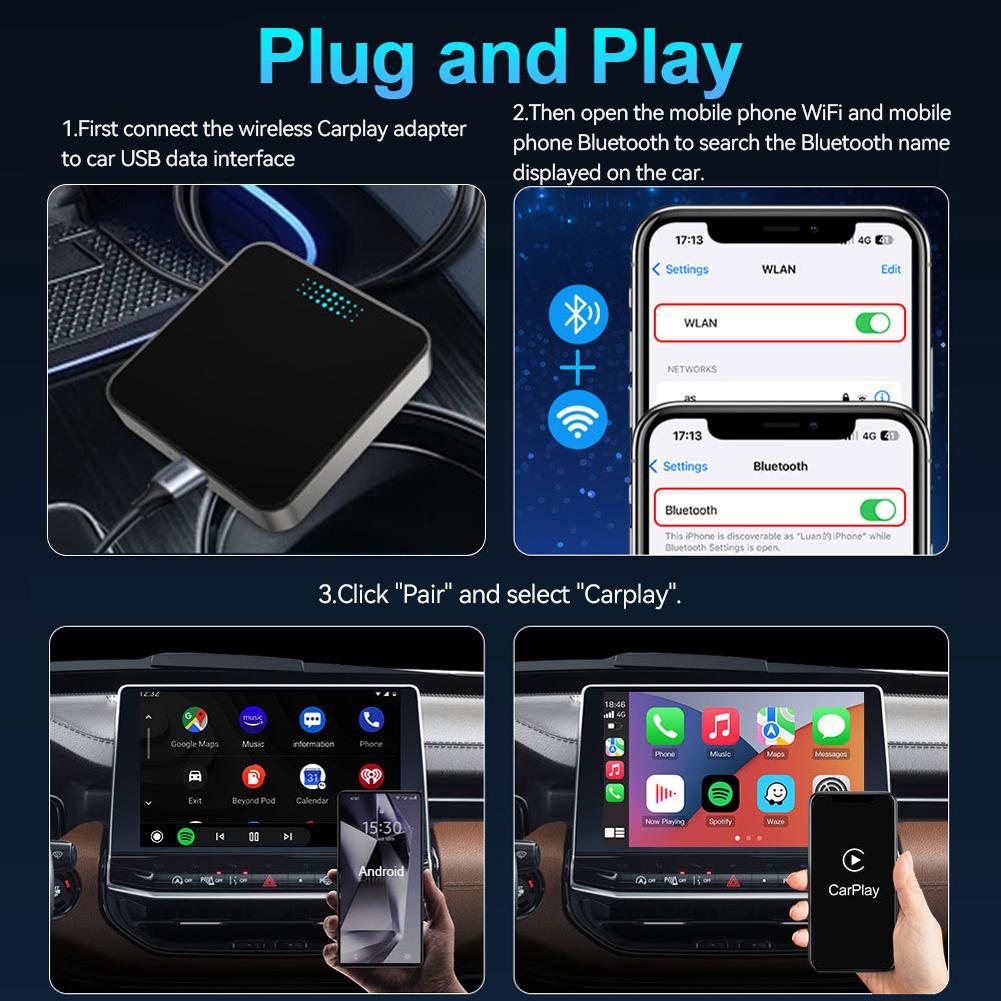 Автомобильный смарт-Android Auto беспроводной Carplay Ai Box адаптер проводной к беспроводному адаптеру Carplay Plug And Play для телефона iPhone