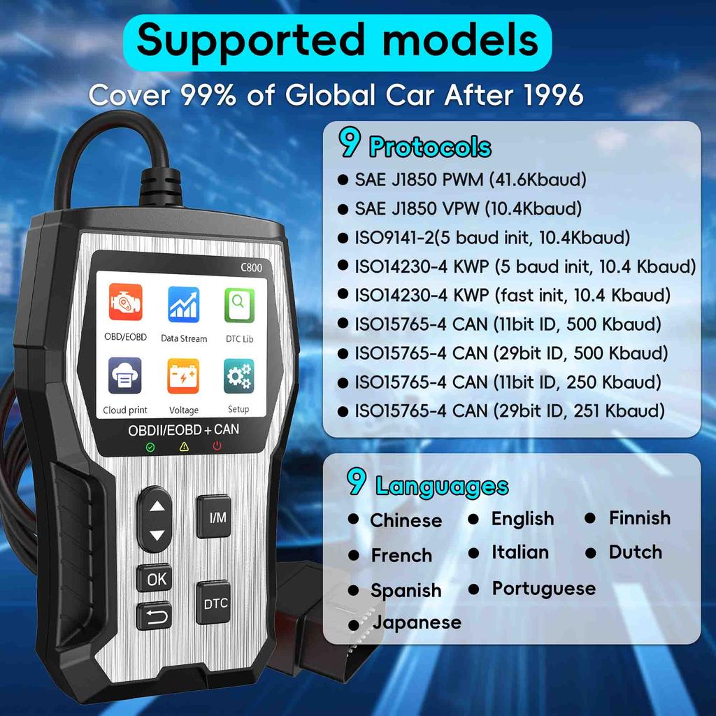 Car OBD2 Scanner Check Engine Fault Code Reader Diagnostic Scan Tool