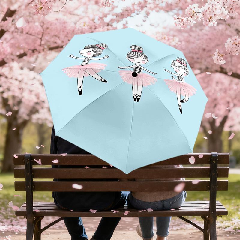 1PC Ballerina Ballet Umbrella-8-Rib Reinforced Portable Folding Travel Suitable for All Seasons Outdoor Daily Use-G407