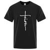 2026 Cotton Retro Faith Print Summer Tshirt for Men Women F