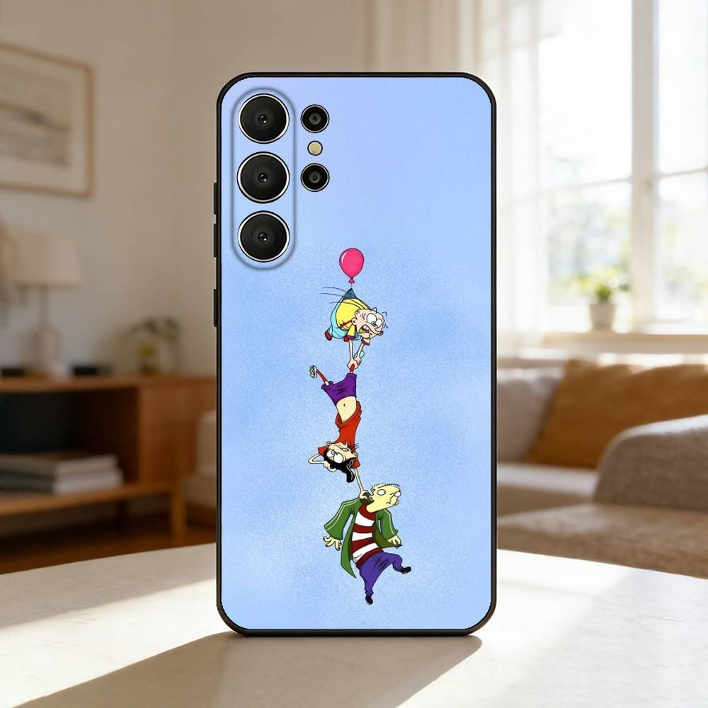 Funny Cartoon E-Ed E-Edd n Eddy Phone Case For Samsung S26,S25,24,23,22,30,21,10,9,Ultra,Plus,Lite,Black Soft Case