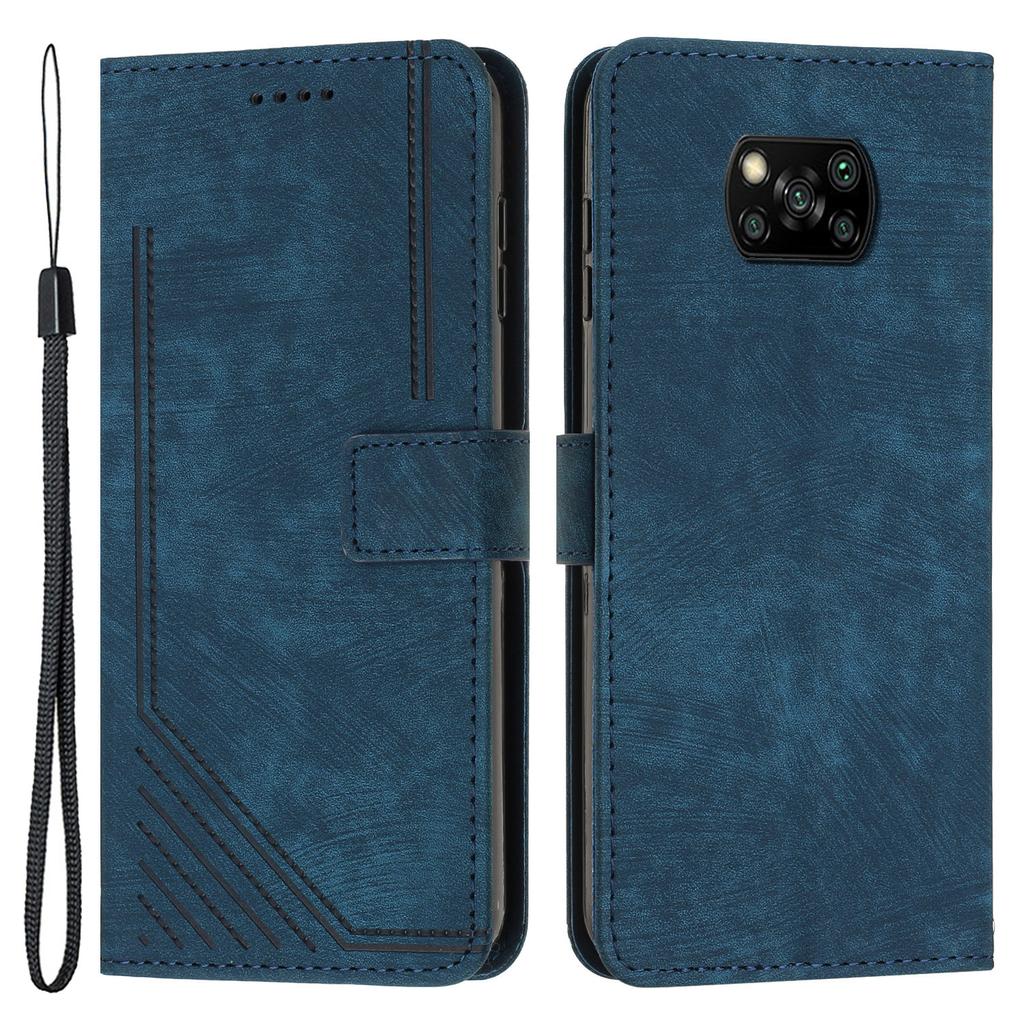 Для Xiaomi Poco X3 NFC/X3/X3 Pro Чехол для телефона с тиснением линий, имитирующий кожу, откидная подставка, кожаный чехол-кошелек