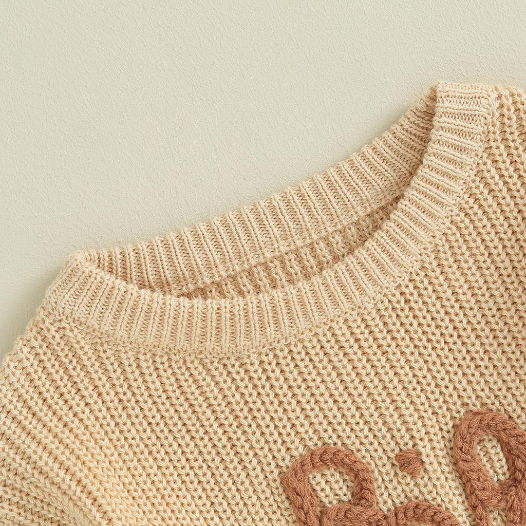 Детский свитер для девочек, пуловеры с вышивкой букв и круглым вырезом, пуловеры с длинными рукавами, осенняя одежда для малышей, джемперы, топы