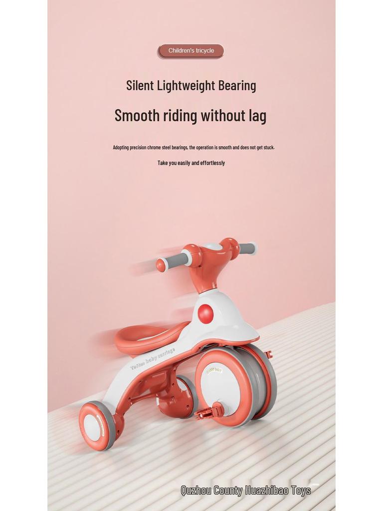 Lightweight Children's Tricycle with Music, Push Handle, and Pedals