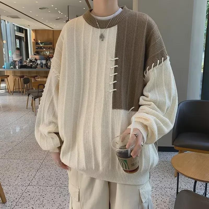 Модный свитер-пуловер с контрастными цветовыми переходами для мальчиков на осень/зиму