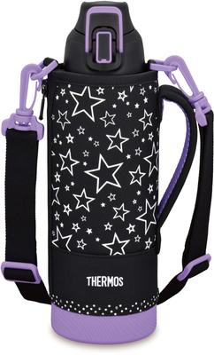 Термос Thermos с вакуумной изоляцией, спортивная бутылка 1 л, черная с фиолетовым, только для холодных напитков, BKPL FHT-1002F