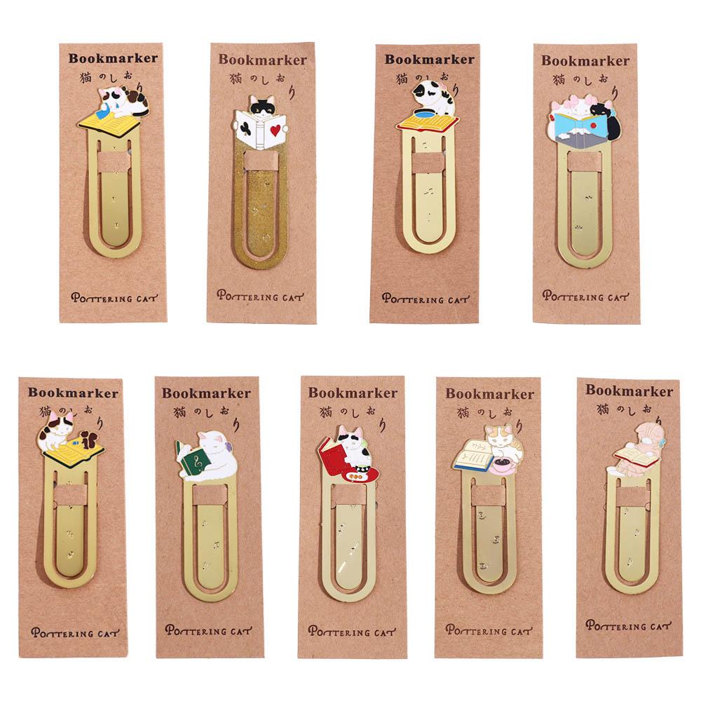 Supplies Paper Cilp Japanese Animals Reading Cat Bookmark Metal Bookmark Kittens Book Mark Bookmark