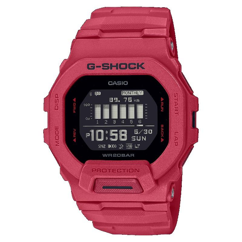 Casio Мужские цифровые кварцевые часы GBD-200RD-4 из смолы, водонепроницаемые 200 м, ударопрочные