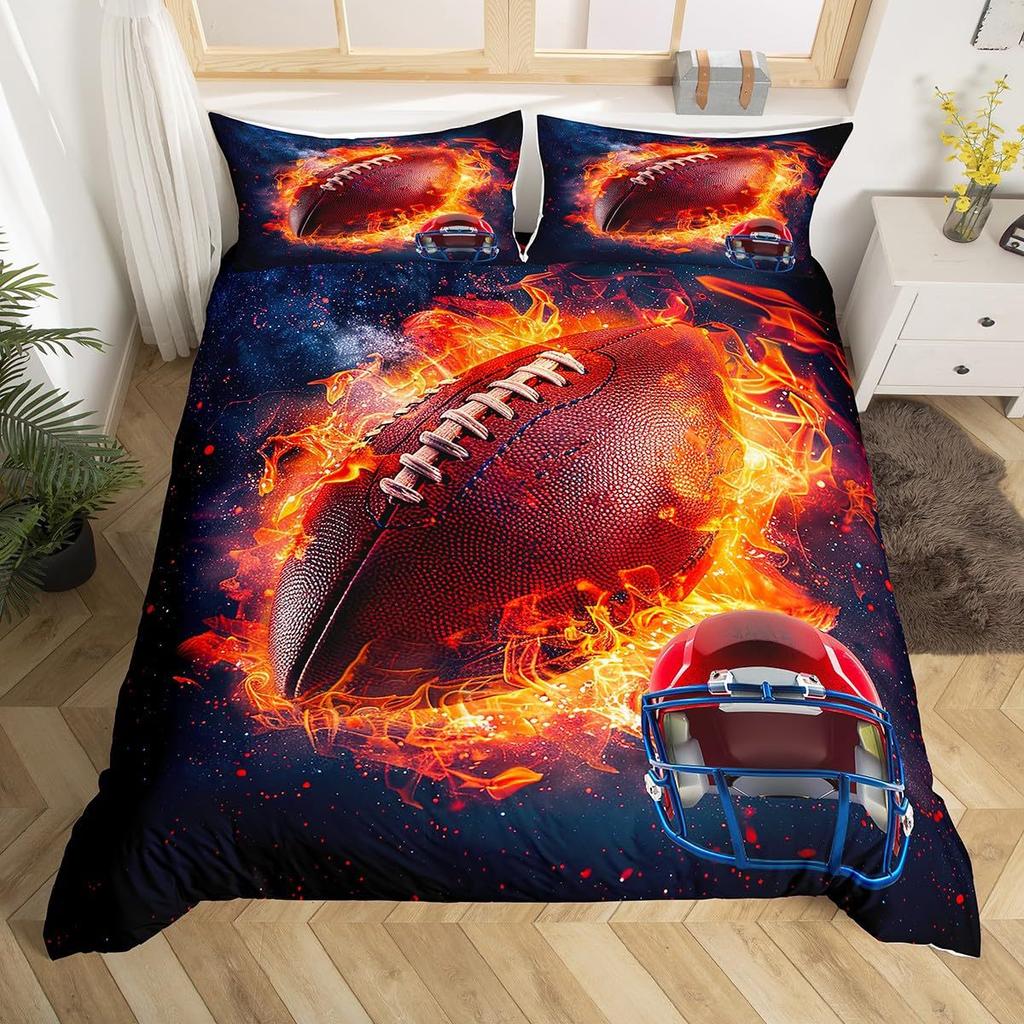 Регби Американский футбол Домашний текстиль Цифровая печать Комплект постельного белья из трех предметов