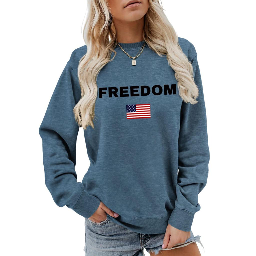 Women's Fashionable Casual Round Neck Loose Long Sleeved Printed Sweatshirt