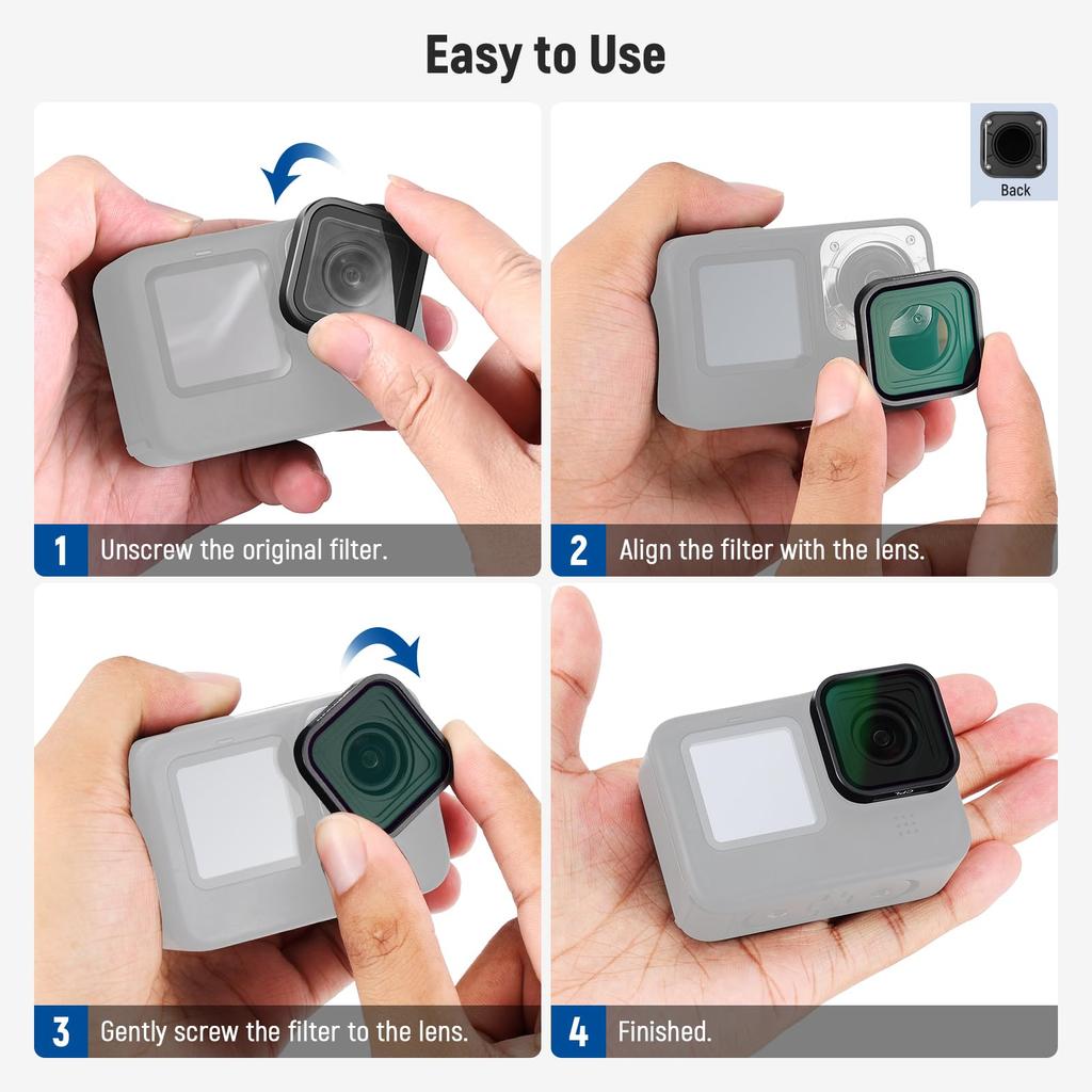 NEEWER PL Filter for GoPro Hero Contrast Enhancement Reflection Removal Glare Reduction Prevention Polarizing Filter Lens Filter Action Camera
