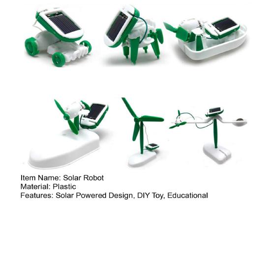 1 6-in-1 Robot Solar Robot Toy Set Dog Steamboat Windmill Car