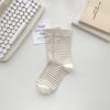 Женские летние тонкие однотонные полосатые дышащие носки-трубы с широким голенищем