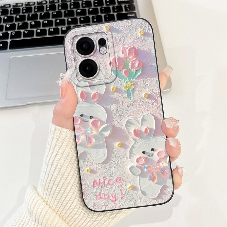 Чехол для Oppo Reno 13F 2025 Милый Кролик Панда Цветок Мягкий Силикон Ударопрочный Чехол для OPPO Reno13 FS Fundas RENO13F Чехол для Телефона