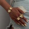Flower Opening Bracelet Fashion Irregular Pleated Jewelry Niche Design Double Ring Women