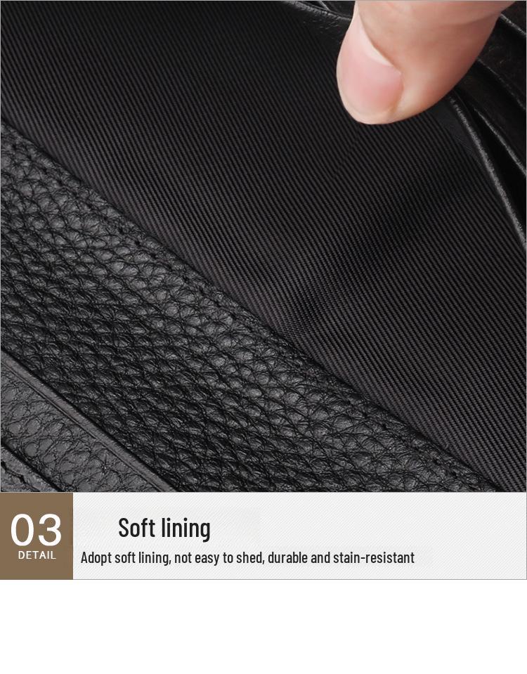 Держатель для карт из натуральной кожи с функцией блокировки RFID - Lychee Grain Cowhide для мужчин и женщин