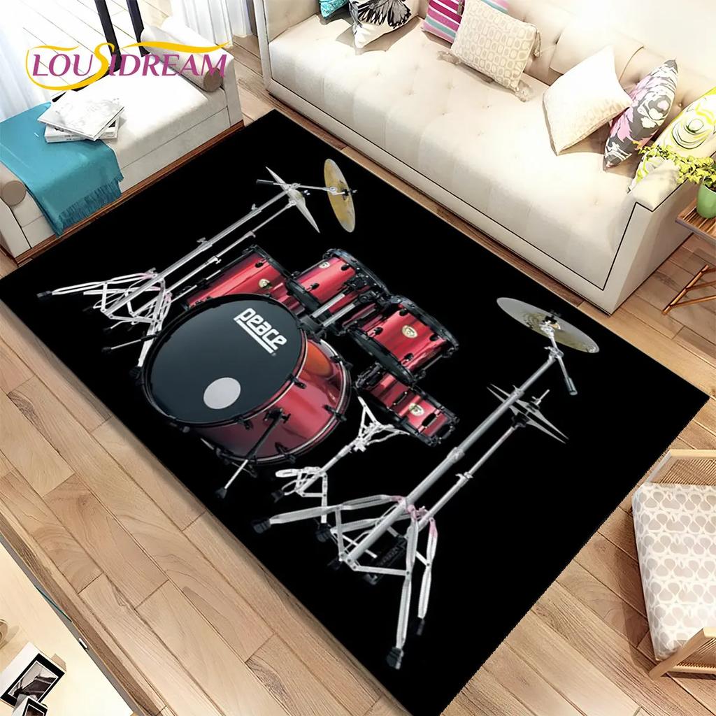 Drum Kit Music Drum Set Instruments Area Rug,Carpet Rug for Home Living Room Bedroom Sofa Doormat Decor,kids Non slip Floor Mat