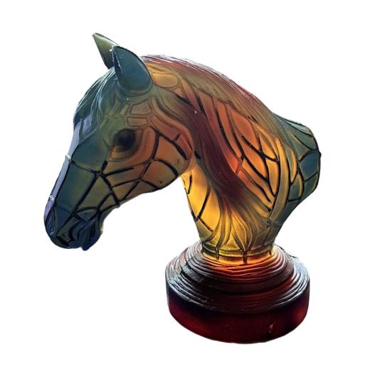 Animal Ornament Night Light Cat Lamp Stained Glass Resin Statue Decorative Desk Lamp Home Desktop Decor