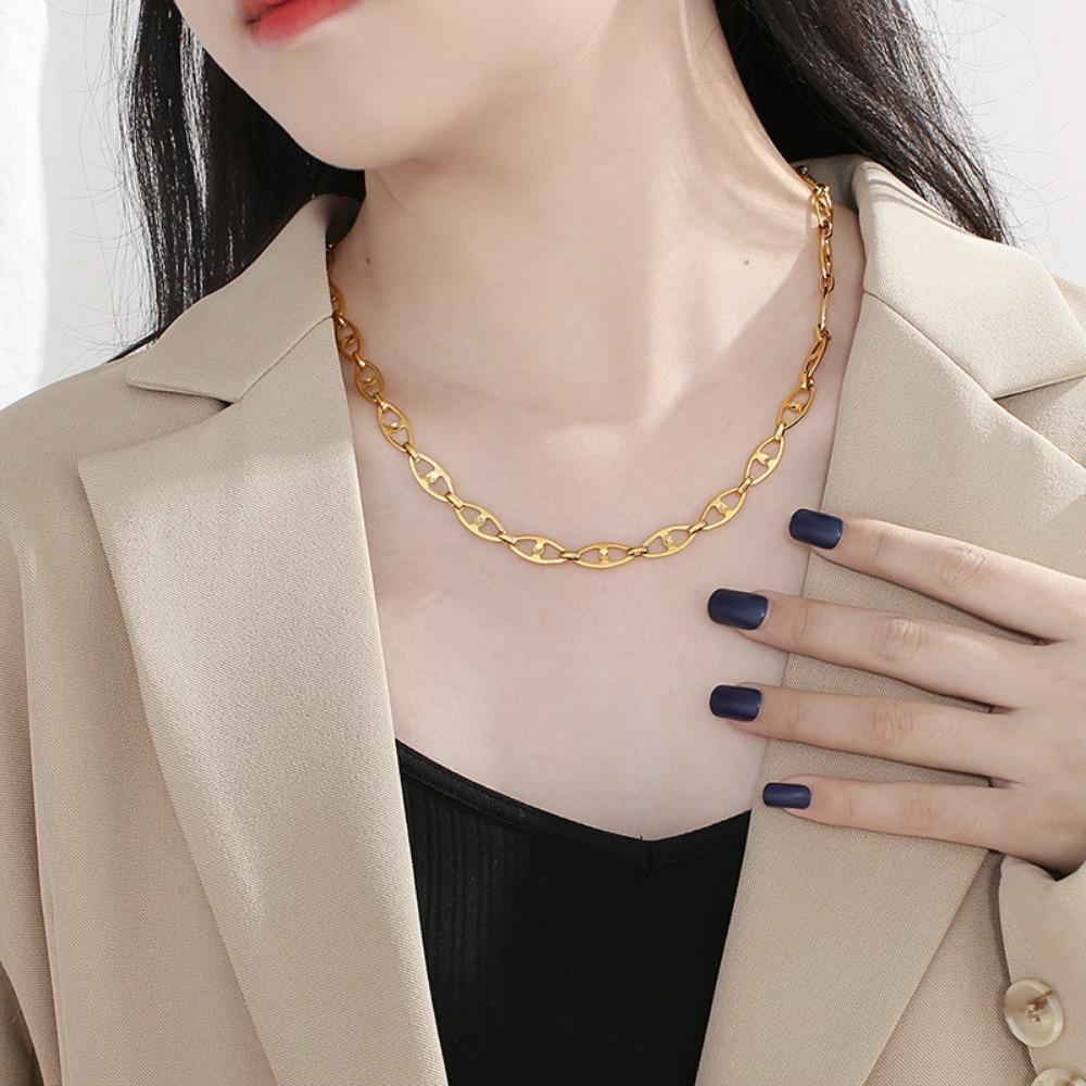 Скошенная цепочка в японском стиле из нержавеющей стали, женское трендовое ювелирное изделие в стиле Ins