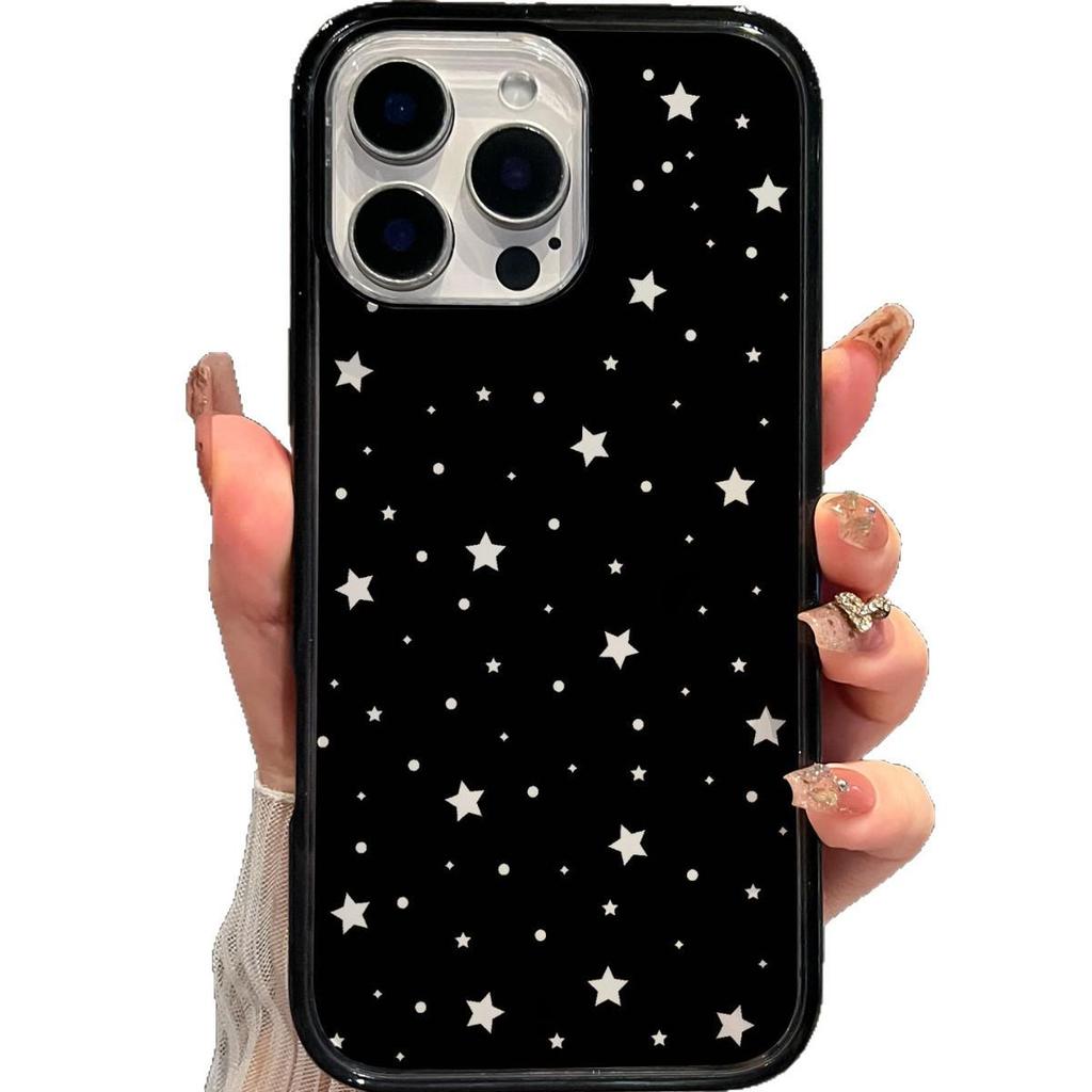 Черный Чехол-Броня с Полым Узором Звезды для iPhone 15 Pro Max/14 Pro