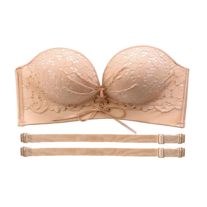 Бюстгальтер без бретелек, женский кружевной бюстгальтер без косточек размера плюс, бесшовное нижнее белье без стального кольца, невидимый бюстгальтер без косточек, нескользящий бюстгальтер, топы