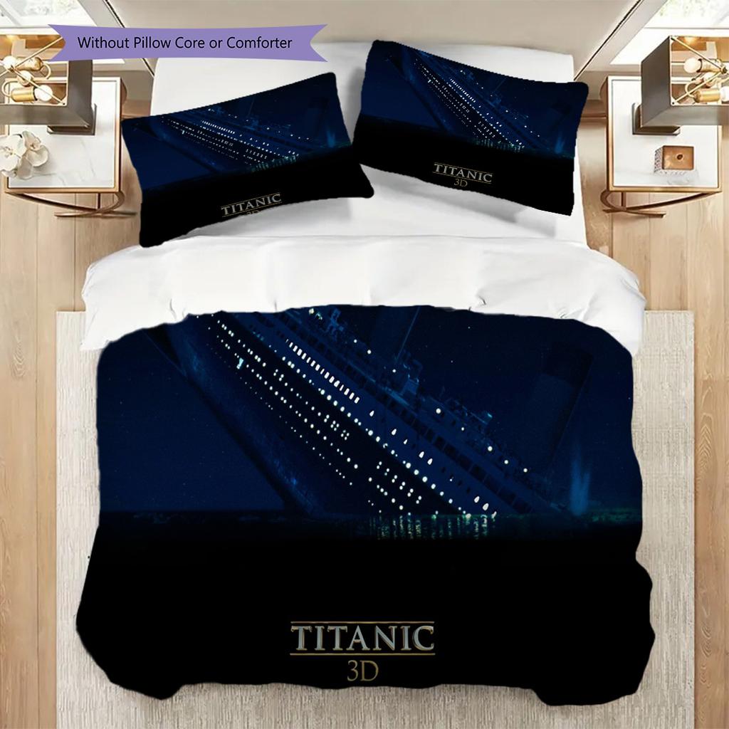 Titanics Final Voyage Sunset Bedding (1 * duvet cover + 2 * pillowcase, without core) 2D Flat Christmas birthday gift Soft and comfortable Bedding set