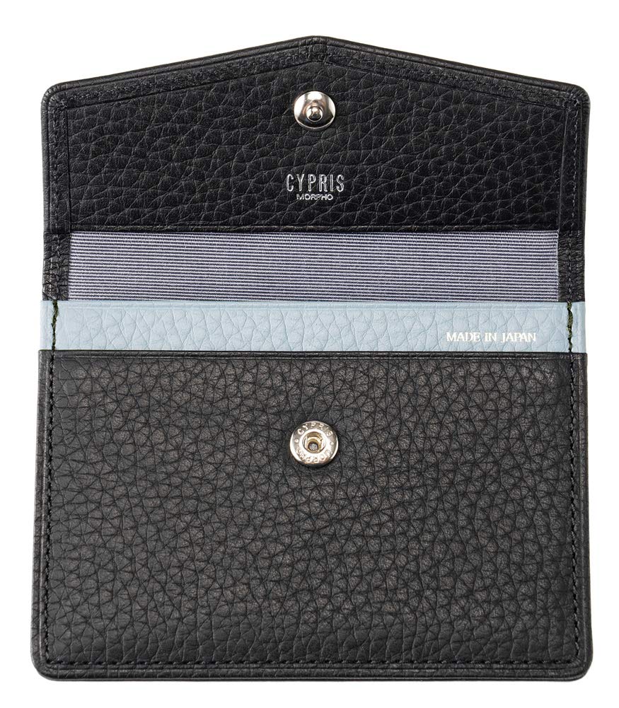 Cypris Pokewalle Компактный картхолдер Умный кошелек Кожаный кошелек Антибактериальная и защита от вирусов Подарок на день для мужчин и парня Черный x Светло-голубой