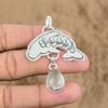 Pear Natural Lodolite Sterling Silver Art Deco Engagement Fish Pendant Jewelry