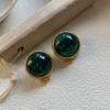 Серьги-гвоздики из темно-зеленой смолы, легкие, роскошные, простые, ретро, универсальные, высококачественные, клипсы для ушей