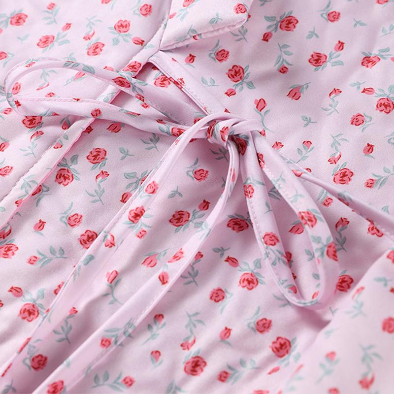 Женское милое повседневное хлопковое пальто с V-образным вырезом на шнуровке с цветочным принтом и длинными рукавами, куртка осень-зима, свободная теплая верхняя одежда