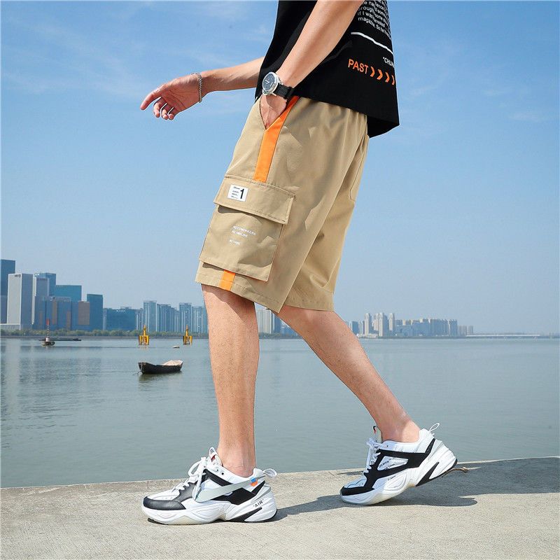 Шорты, мужские летние универсальные брюки с пятью точками на шнурке, свободные прямые комбинезоны, молодежные шорты