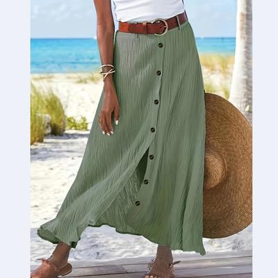 Юбка-трапеция, элегантная однотонная юбка с высокой талией для весны и лета, женская одежда
