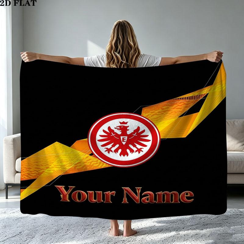 1PC Eintracht Frankfurt Custom Name Patterned Flannel Blanket Suitable For All Seasons for Home Decor Warmth and Comfort Gifts Holiday Present