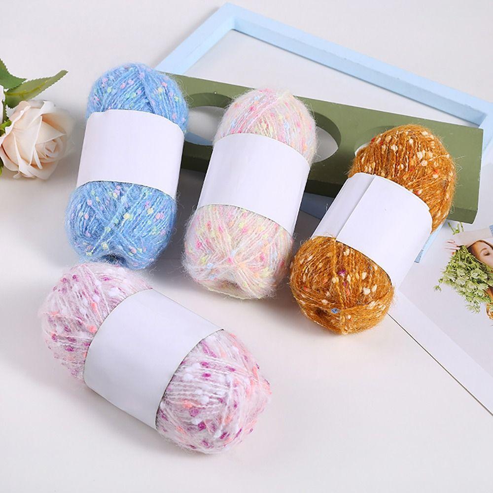 Colored Dots Plush Rainbow Thread DIY Crochet Knitting Soft Hand-woven Scarf