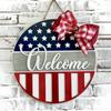 Деревянный знак приветствия на двери, висящий на двери, День независимости, праздничное украшение для дома, сладкий