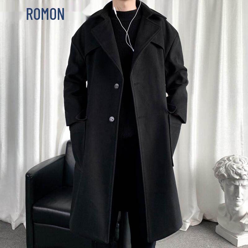 ROMON Мужская винтажная ветровка средней длины в стиле business casual